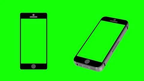 Smartphone Animated Mockup with Green Screen, Front and Side View on Chroma Key Stock Footage 314413320