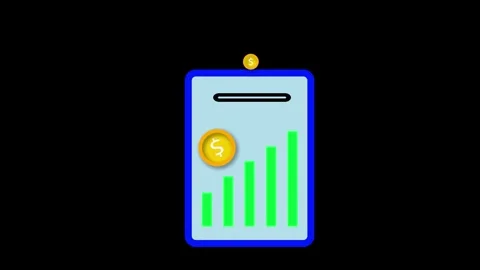 Smartphone animation with coin and chart illustrating digital finance, inve.. Stock Footage 313422067