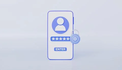 Smartphone with anonymous user icon and padlock locked password field Stock Illustration