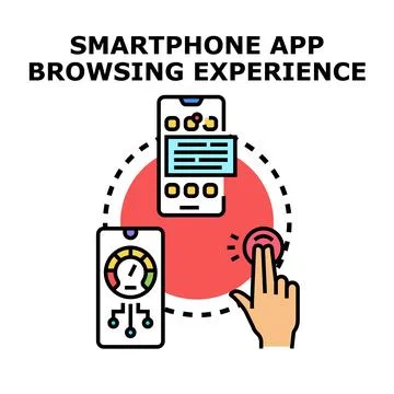 Smartphone app browsing improving user experience concept Stock Illustration