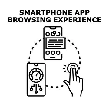 Smartphone app browsing improving user experience concept Illustrazione stock