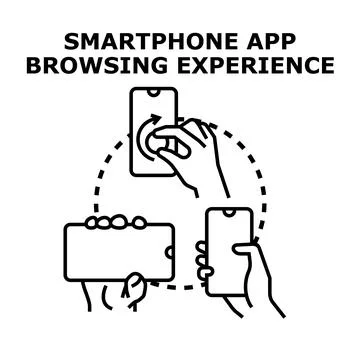 Smartphone app browsing user experience concept Stock Illustration