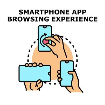 Smartphone app browsing user experience concept Stock Illustration