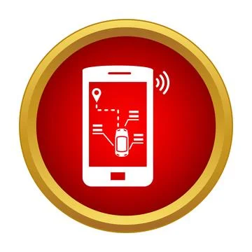 Smartphone app controlling autonomous car navigation system Stock Illustration