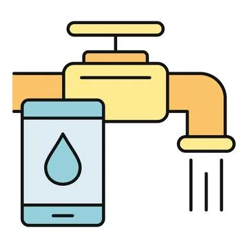 Smartphone app controlling smart water tap faucet utility Stock Illustration