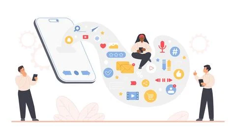 Smartphone app data and media concept Illustration