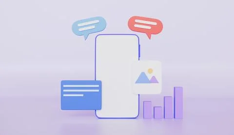 Smartphone app development web design on pastel color background Stock Illustration