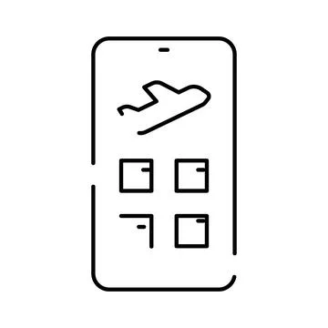 Smartphone app displaying plane icon for travel planning Stock Illustration