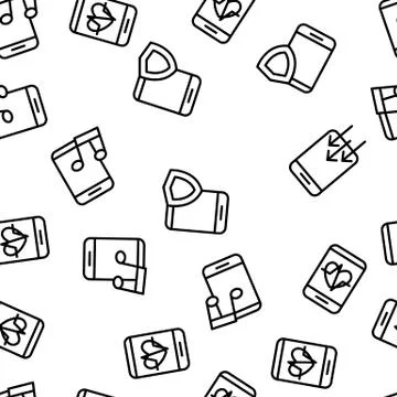 Smartphone App Function Vector Seamless Pattern 스톡 일러스트