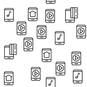 Smartphone App Function Vector Seamless Pattern Stock Illustration