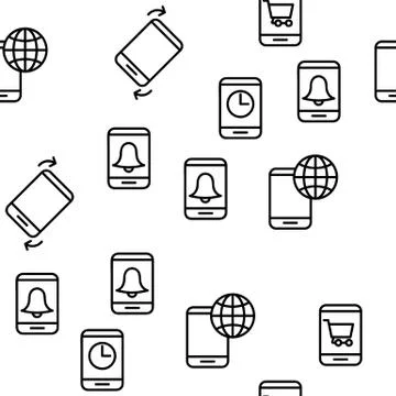 Smartphone App Function Vector Seamless Pattern Stock Illustration