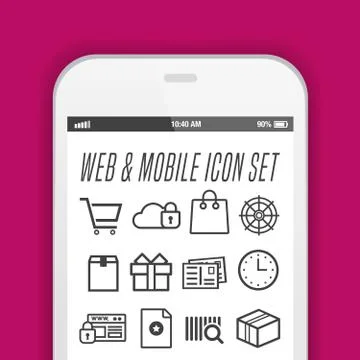 Smartphone with App Icons - Vector smartphone with app icons on its screen. Stock Illustration