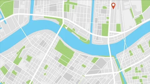 Smartphone App Map With GPS Pins Animation Loop Stock Footage 128418872