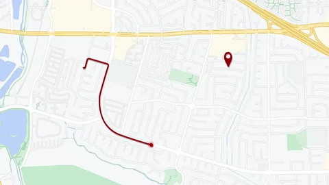 Smartphone app map with location icon and route. GPS travel navigation concept Stock Footage 225699361