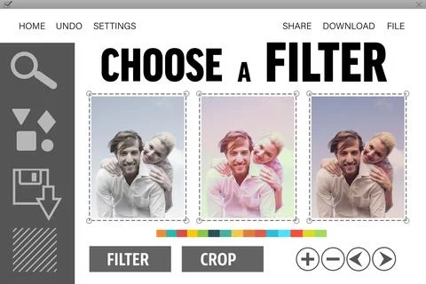 Smartphone app menu where you can choose a filter Illustration