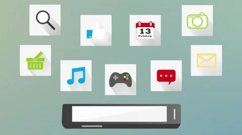 Smartphone app mobile device animation 4k Stockbeeldmateriaal 59675763