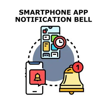 Smartphone app notification bell alert concept Stock Illustration