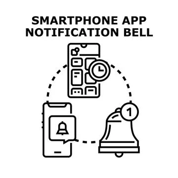 Smartphone app notification bell alert concept Stock Illustration