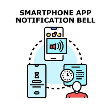 Smartphone app notification bell concept illustration Stock Illustration