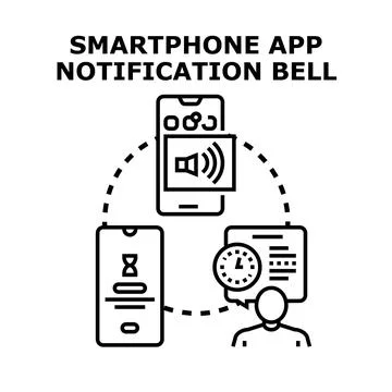 Smartphone app notification bell concept illustration Stock Illustration