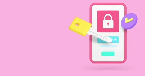 Smartphone app personal account data protection banner 3d icon animation Video stock 297458044