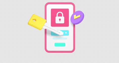 Smartphone app personal account data protection 3d animation with alpha channel Video stock 297464151