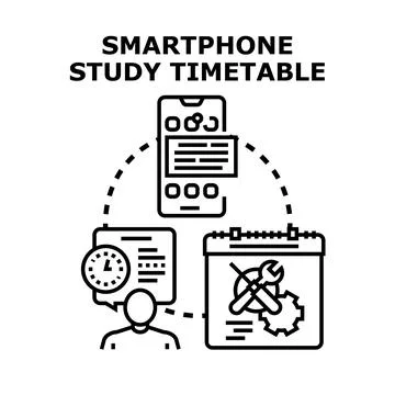 Smartphone app planning study timetable and tasks イラスト素材