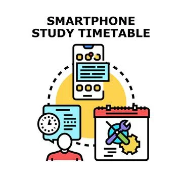 Smartphone app planning study timetable and tasks Stock Illustration