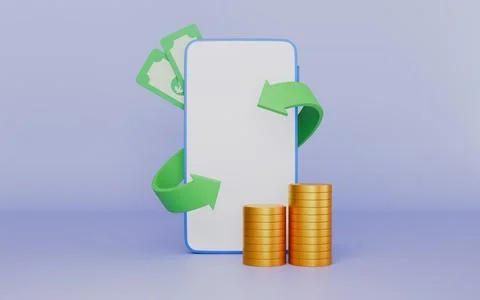Smartphone app promotion, Payment, Save money wallet investment money coin Stock Illustration