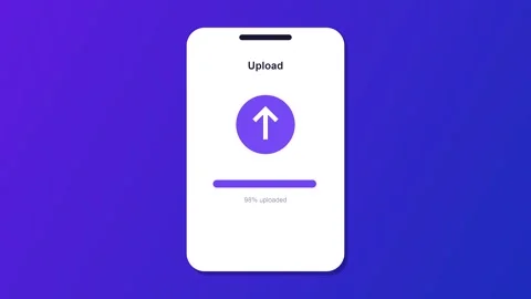 Smartphone app screen showing file upload progress bar animation Vidéo 347391333