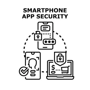 Smartphone app security concept protecting online data access Stock-Illustration