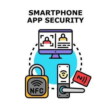 Smartphone app security concept protecting digital access Stock Illustration