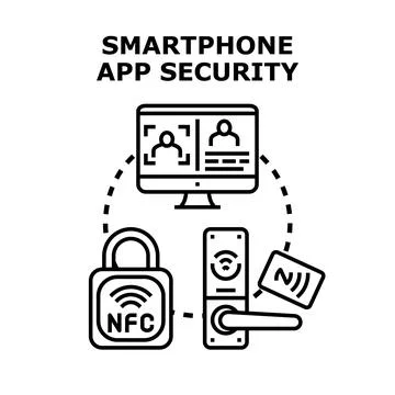 Smartphone app security concept protecting digital access Stock Illustration