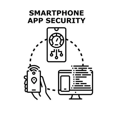 Smartphone app security controlling confidential data online Stock-Illustration