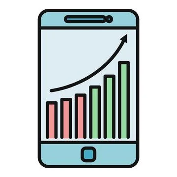 Smartphone app showing business data growth chart Ilustración de archivo