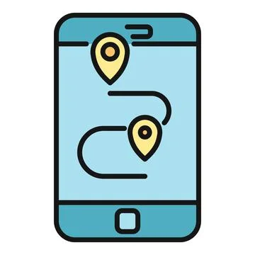 Smartphone app showing gps navigation travel route Stock Illustration
