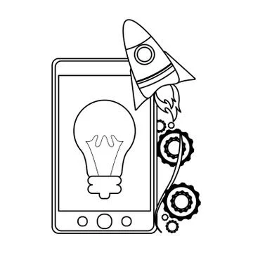 Smartphone app start up in black and white Stock-Illustration
