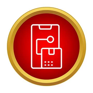 Smartphone app tracking online order delivery box Stock Illustration