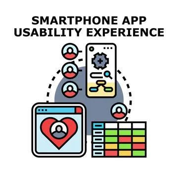Smartphone app usability experience developing user interface イラスト素材