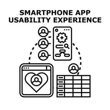 Smartphone app usability experience developing user interface Stock Illustration