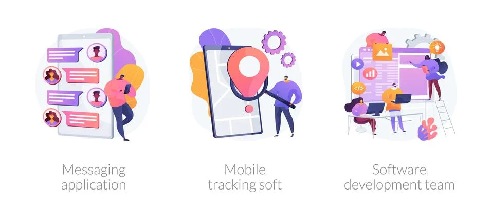 Smartphone application abstract concept vector illustrations. 스톡 일러스트