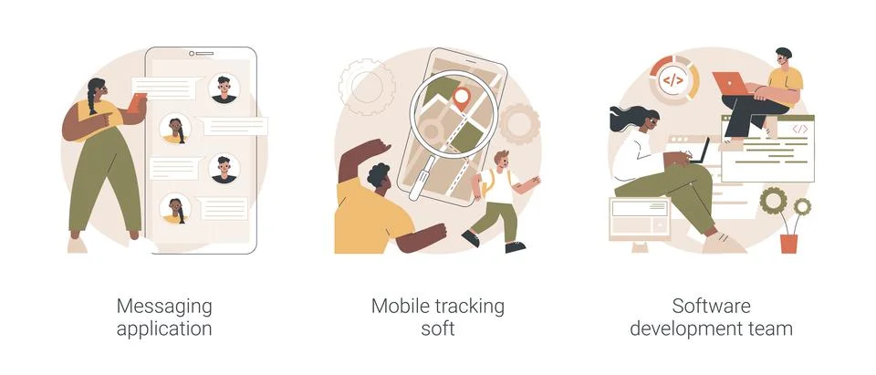 Smartphone application abstract concept vector illustrations. イラスト素材