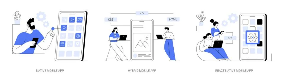 Smartphone application abstract concept vector illustrations. Stock Illustration