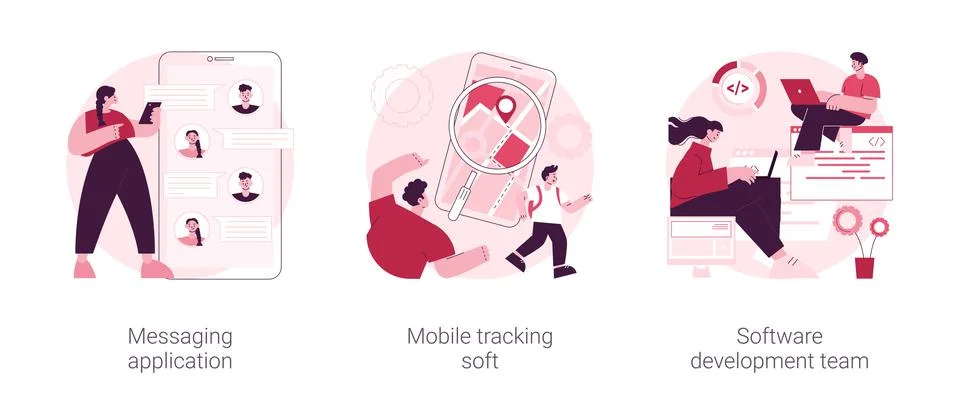 Smartphone application abstract concept vector illustrations. イラスト素材