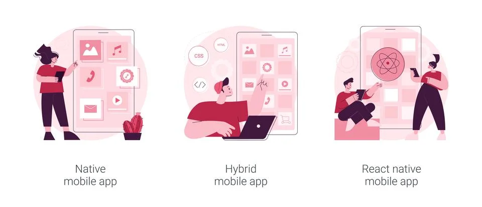 Smartphone application abstract concept vector illustrations. Stock Illustration