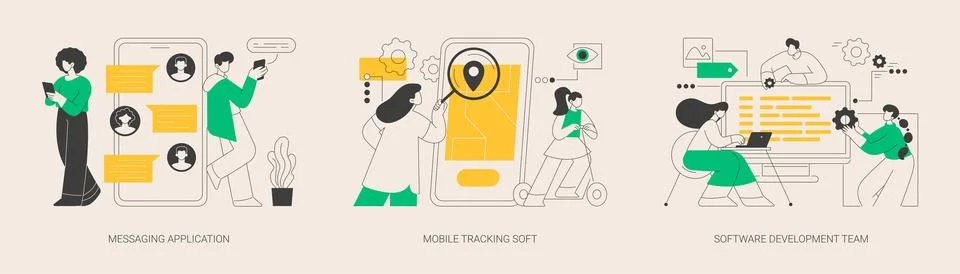 Smartphone application abstract concept vector illustrations. Stockillustratie