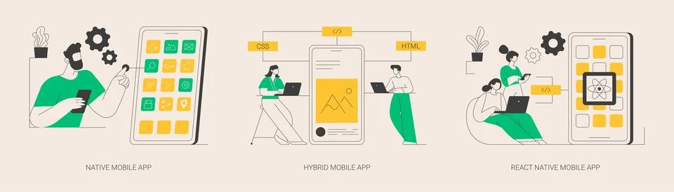 Smartphone application abstract concept vector illustrations. Stock Illustration