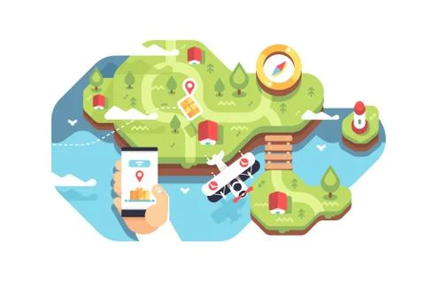 Smartphone with application delivery tracking Stock Illustration