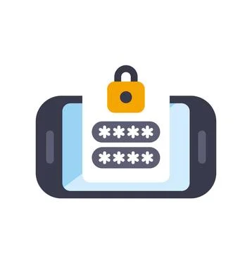 Smartphone application ensuring data security with password lock Illustrazione stock