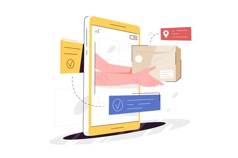 Smartphone application for fast order delivery Stock Illustration